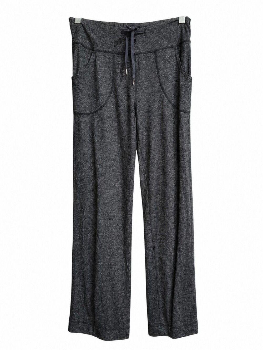 Lululemon Wide Leg Lounge Pants Heathered Charcoal Gray Drawstring Pockets Women